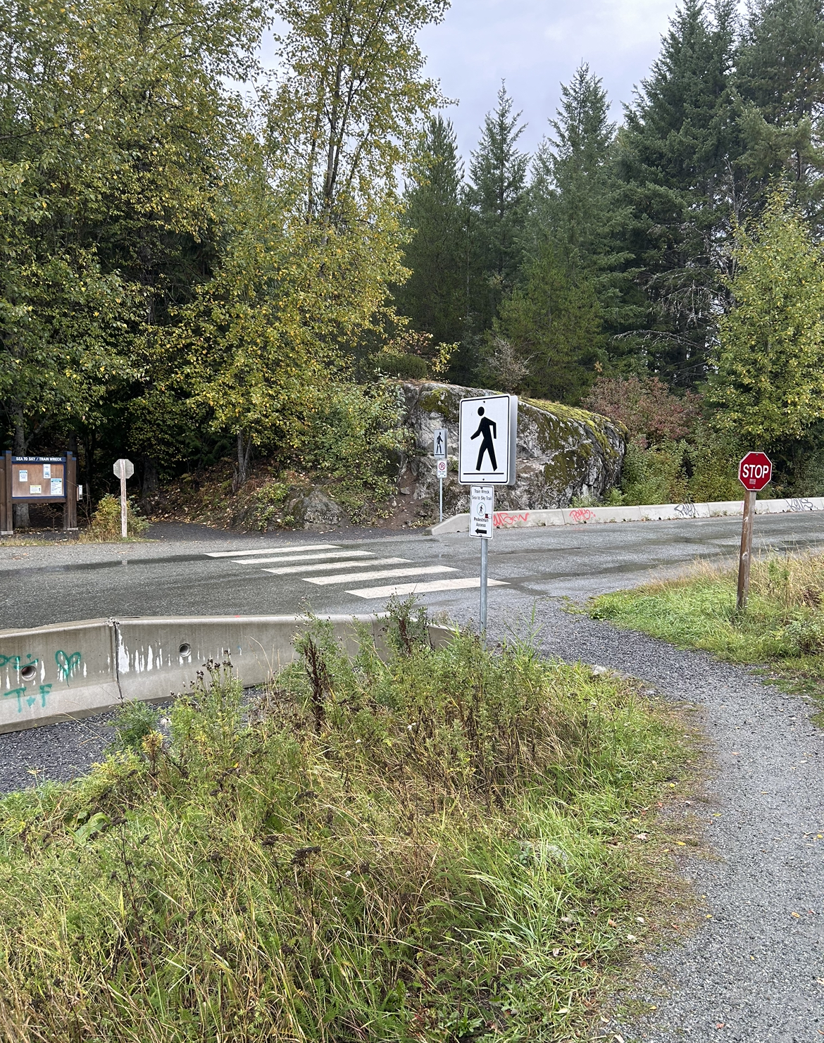 Entrance to Train Wreck Hike Whistler British Columbia, Canada.