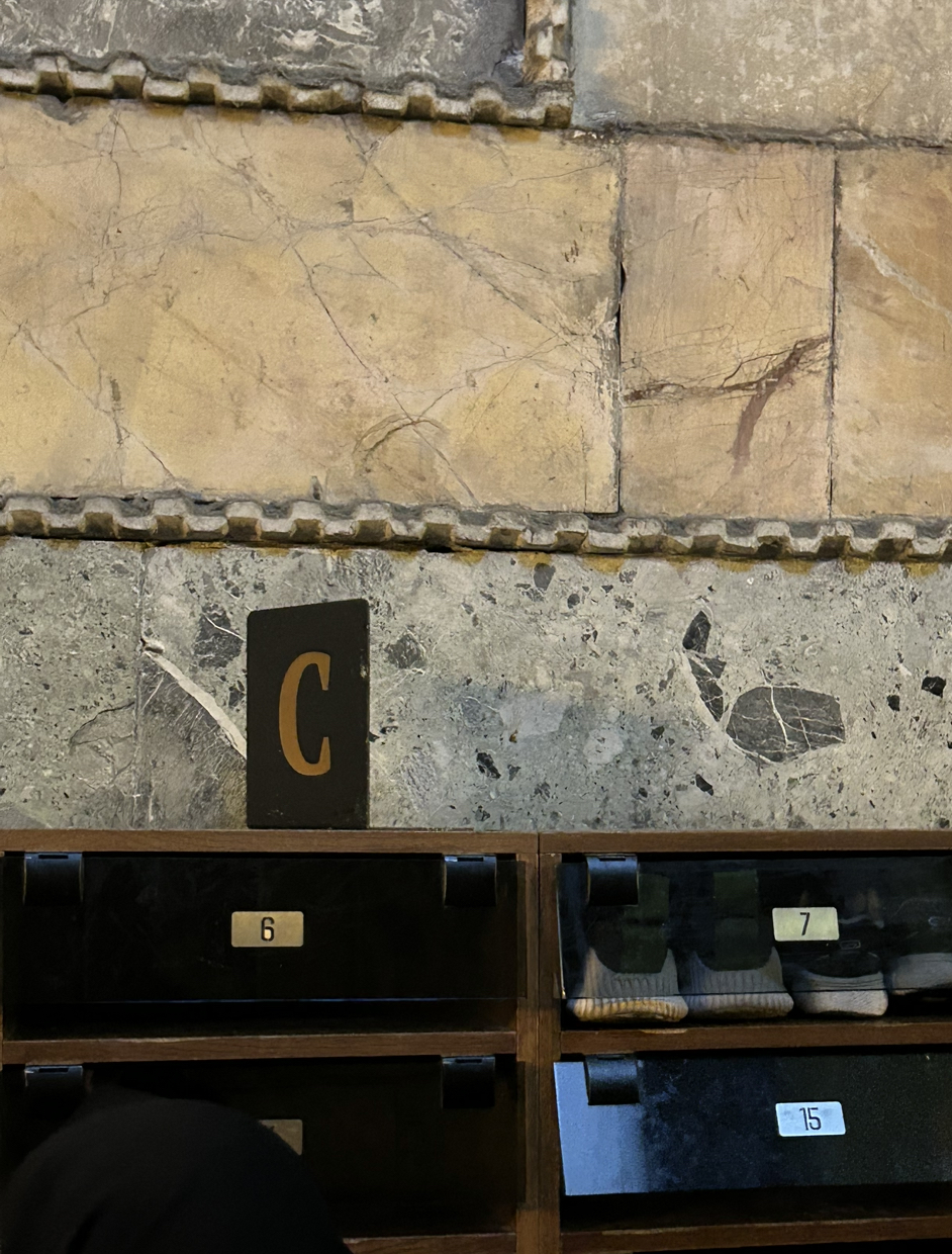 Shoe rack inside Hagia Sophia, Istanbul