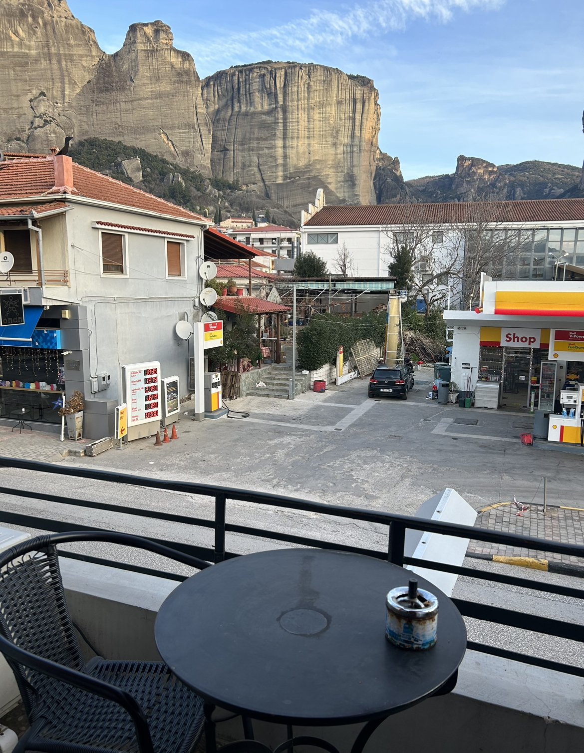 Meteora Central Hostel view from balcony