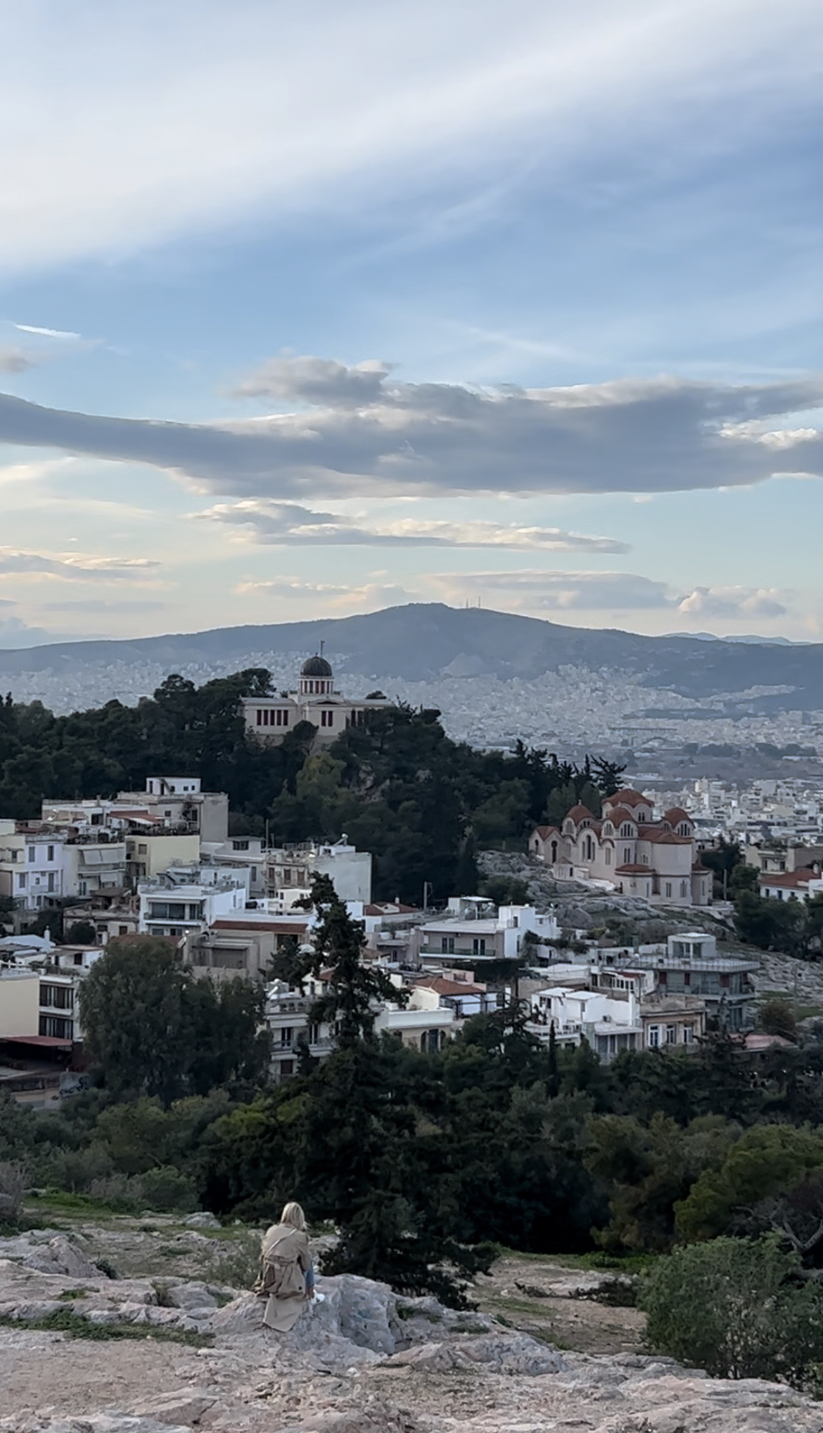 View of Athens from the rock at the Acropolis, Athens, Greece.