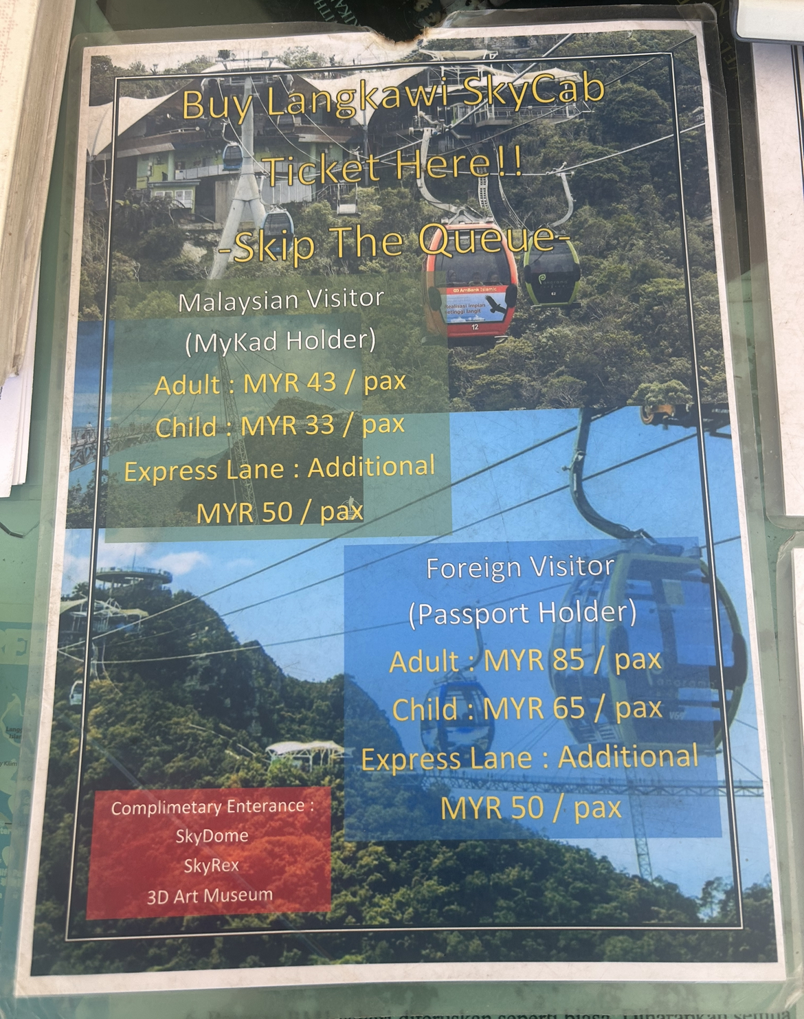 Langkawi Skycab Ticket Prices Malaysia.