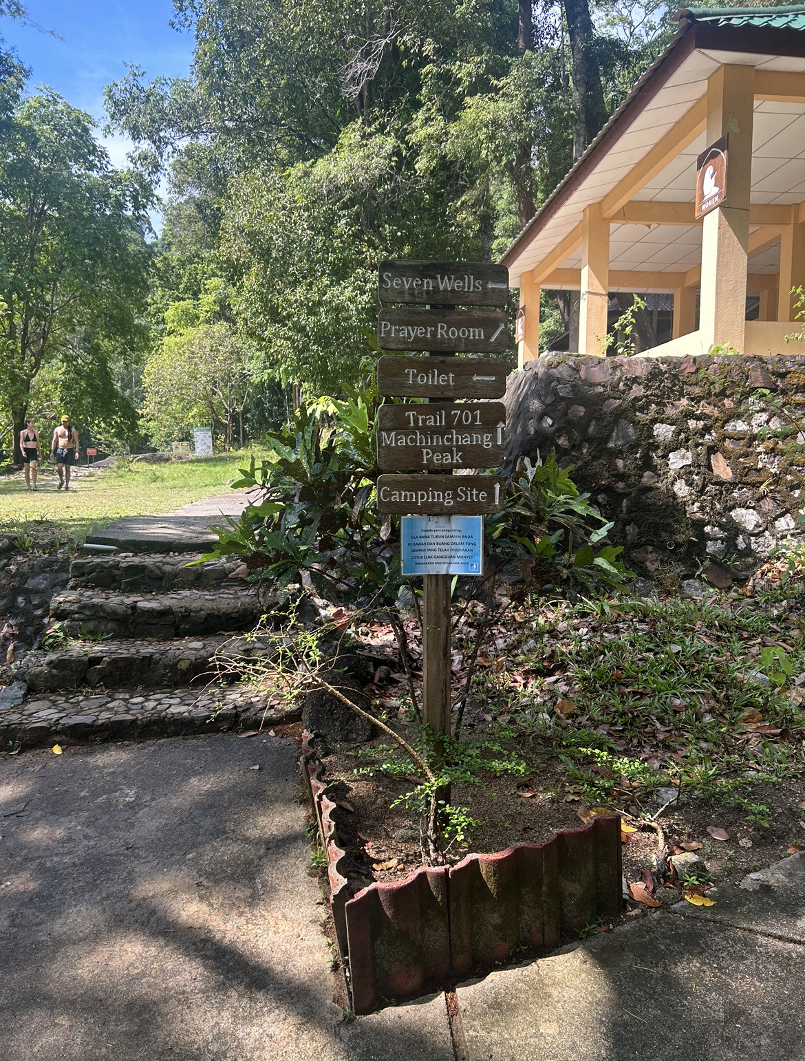 Signs at Seven Wells Waterfall Langkawi, Malaysia.