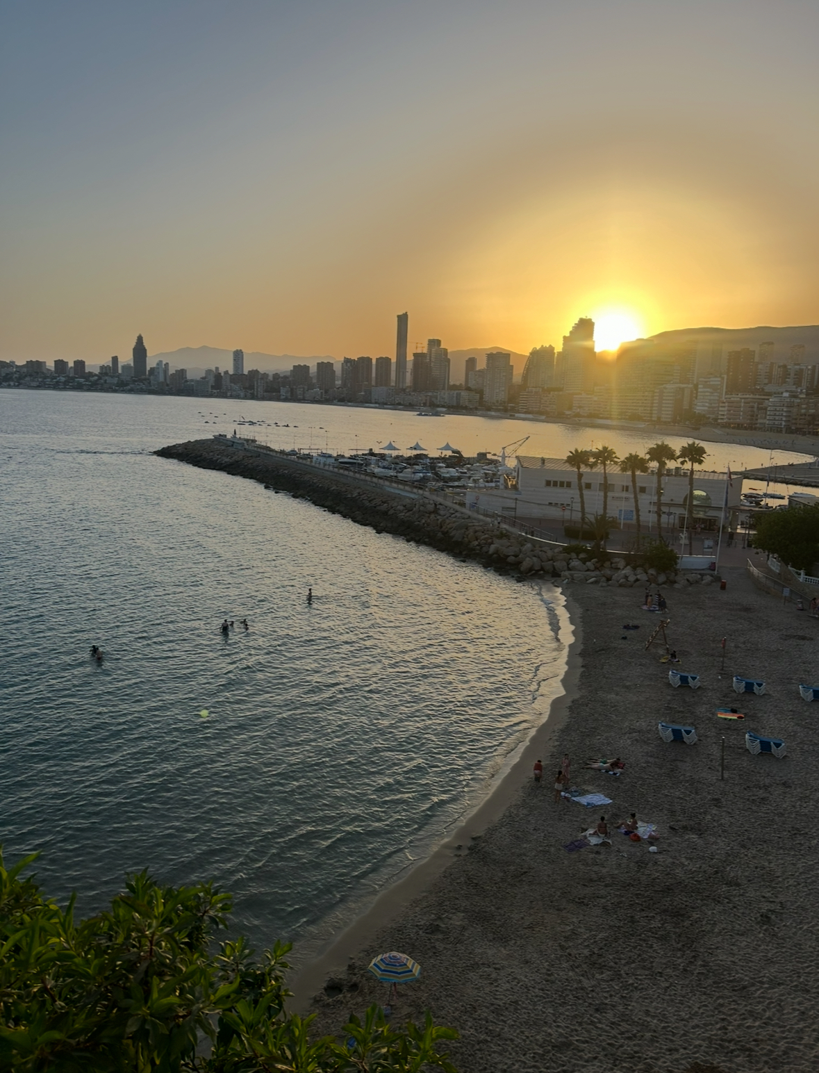 Sunset over Benidorm, Spain.