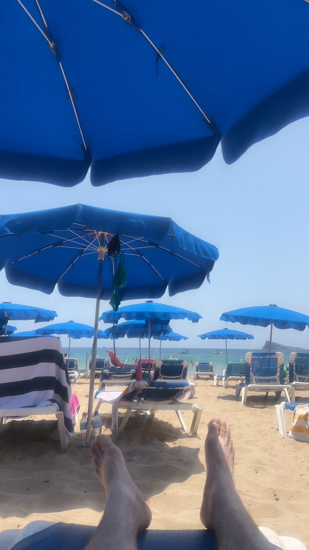 Sun lounger at Playa Levante, Benidorm. Spain.